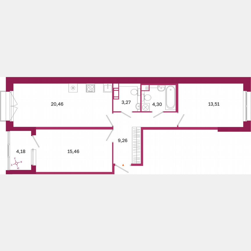 2-к. квартира, 68,4 м², 5/10 эт.