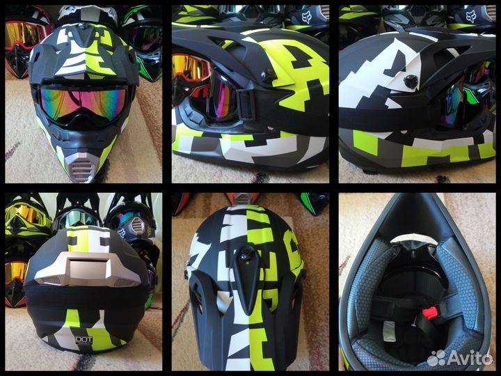 Кроссовый шлем с очками