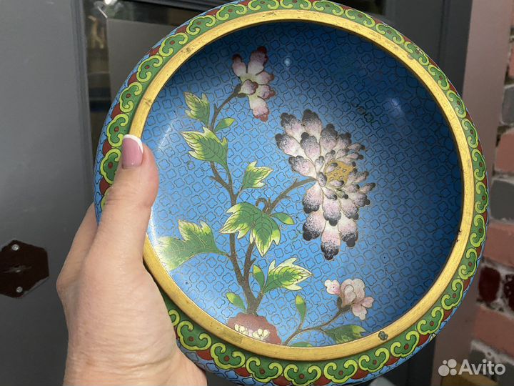 Конфетница медь эмали клуазоне 50 годы, Китай