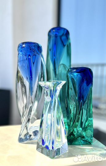 Ваза. Цветной хрусталь, широкие грани