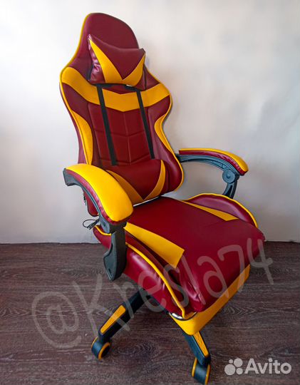 Кресло геймерское с подножкой и вибро. Новое