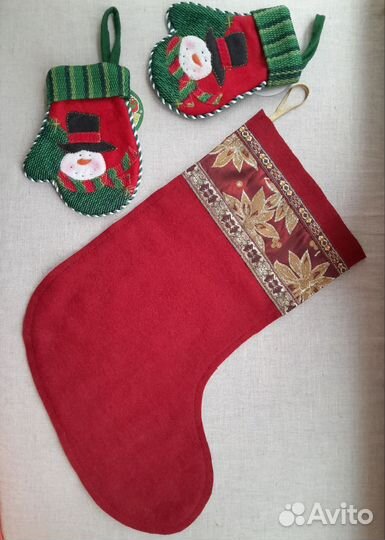 Новогодний сапожок и рукавицы декор