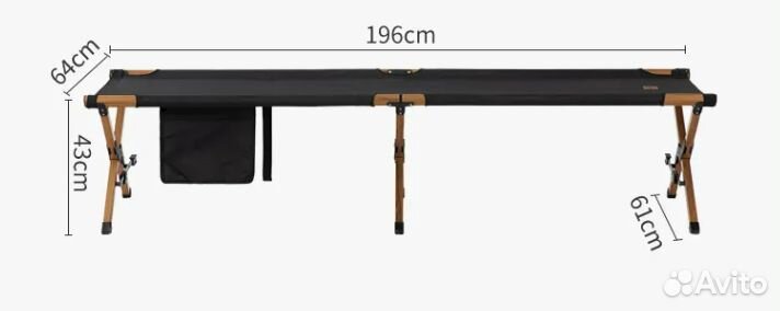 Раскладушка Naturehike XJC03 кемпинговая, кмф