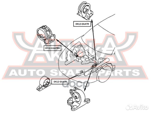 Подушка двигателя передняя AT 0412-eaatf asva
