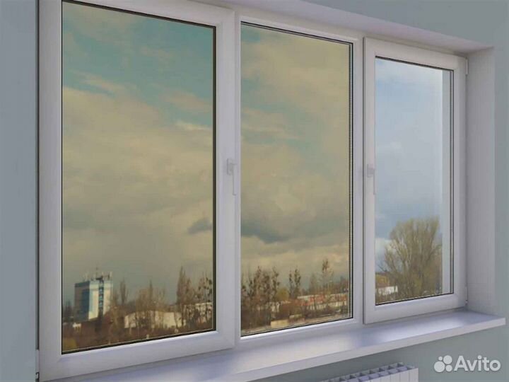 Ремонт окон, стеклопакет обычный RAL3570
