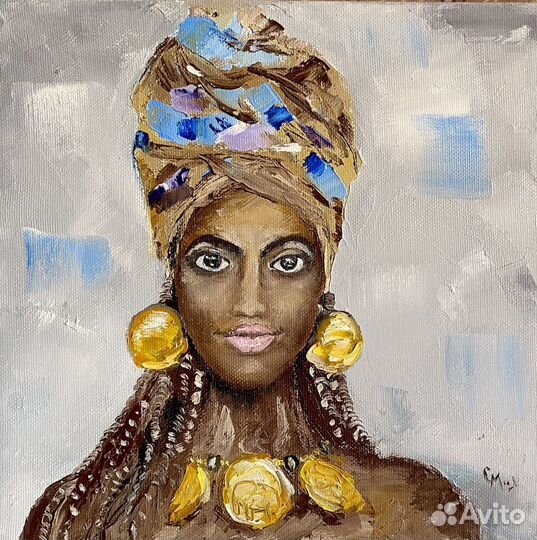 Картина масло/ холст Африканка