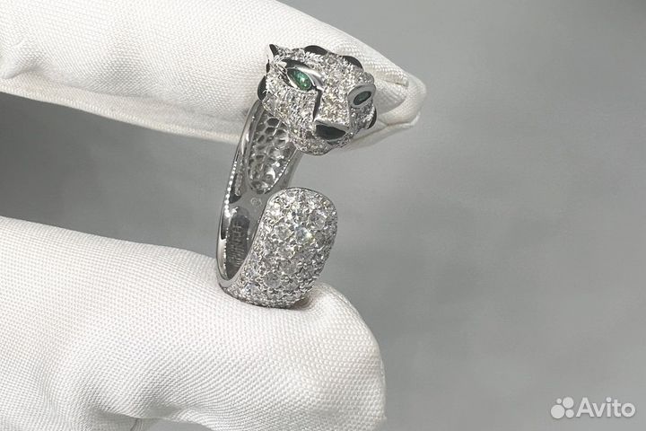 Новое золотое кольцо Пантера с брил. 2.95 ct