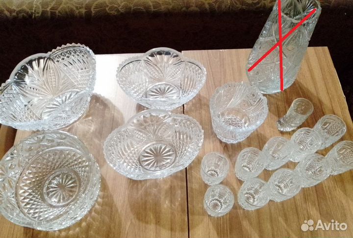 Хрусталь вазы, бокалы, салатницы