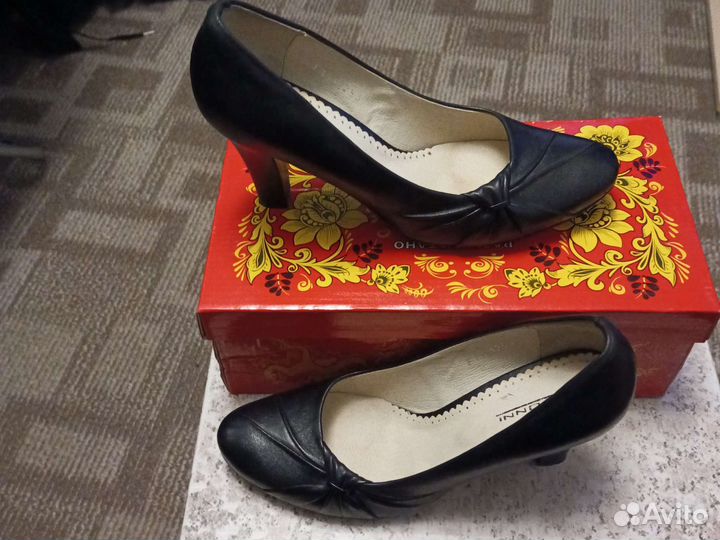 Туфли женские 36 размер натуральная кожа черный