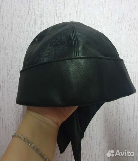 Шапка кожаная утеплённая