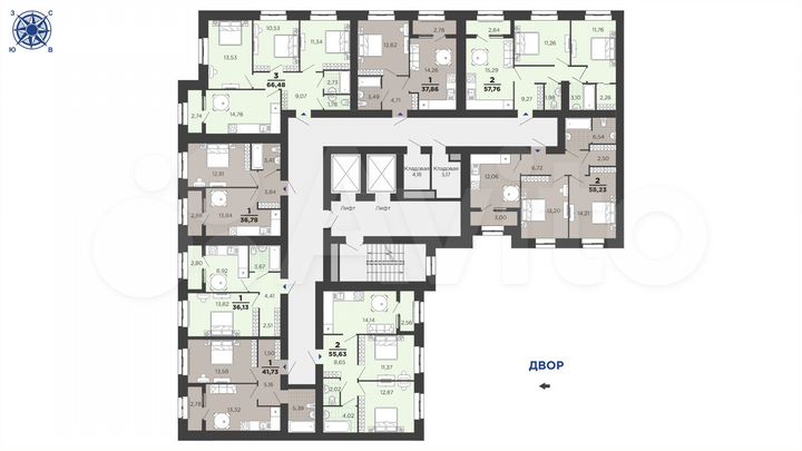 3-к. квартира, 66,5 м², 15/16 эт.