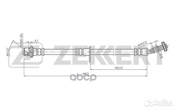 BS-9277 zekkert Шланг тормозной передний правый