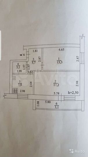 2-к. квартира, 47 м², 2/3 эт.