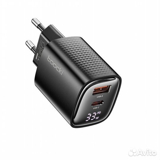 Зарядка 33W GaN, Type-C + USB, toocki