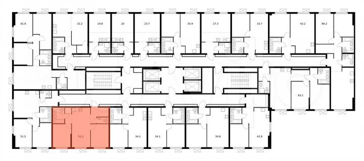 2-к. квартира, 51,2 м², 13/33 эт.