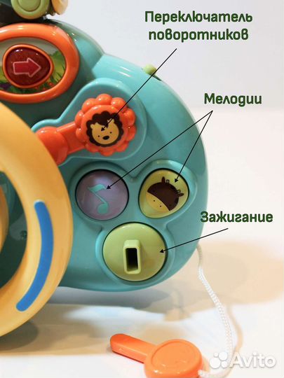 Развивающая музыкальная игрушка руль новый