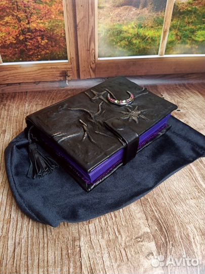 Кожаный блокнот в бархатном мешочке