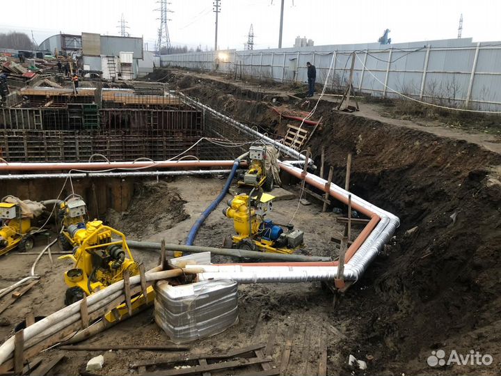 Аренда насосов и мотопомп. Откачка, водопонижение