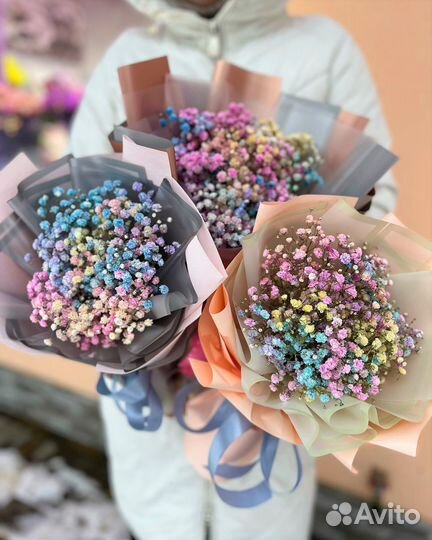 Букетики из Цветной Гипсофилы. Доставка/Самовывоз