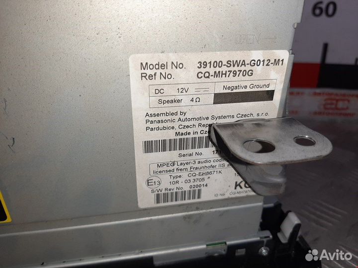 Магнитола для Honda CR-V 3 39100swag01