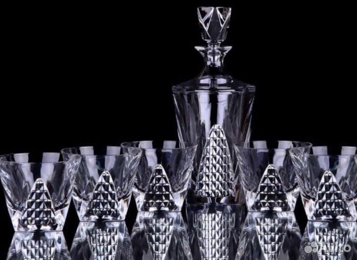 Хрустальный набор для виски.Серебро.Италия