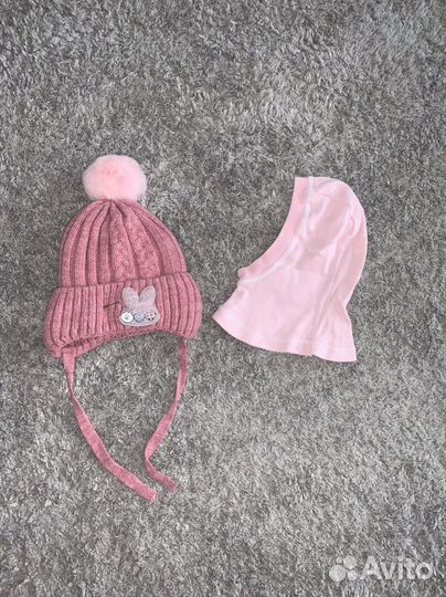 Шапка+шлем для девочки зима