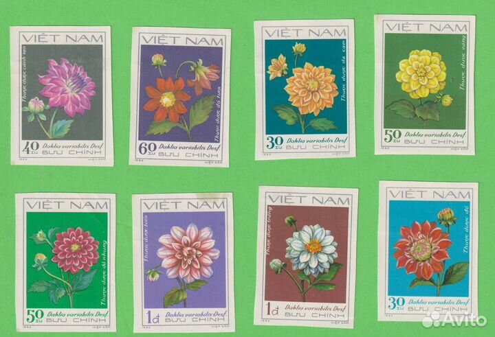 Вьетнам Цветы серия 8 марок беззубцовые ** 1982