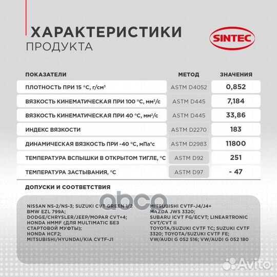 Sintec cvtf Multi 4л Масло трансмиссионное 3247