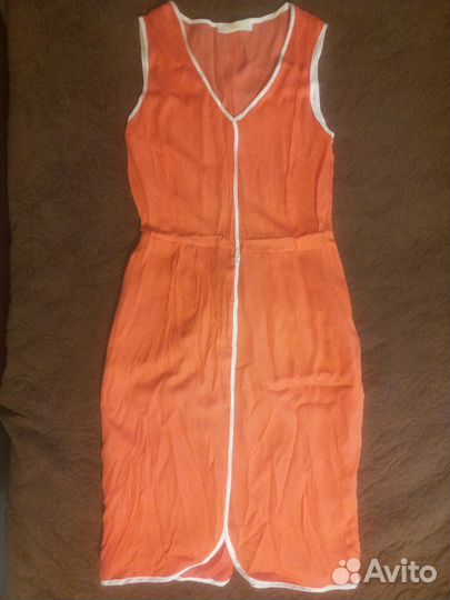 Оранжевое платье с поясом 42-44р