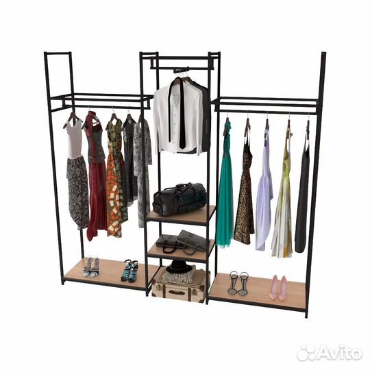 Стеллаж Лофт для одежды кд-2203 комбинированный