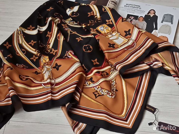 Платок черный шоколад Шелк Louis Vuitton