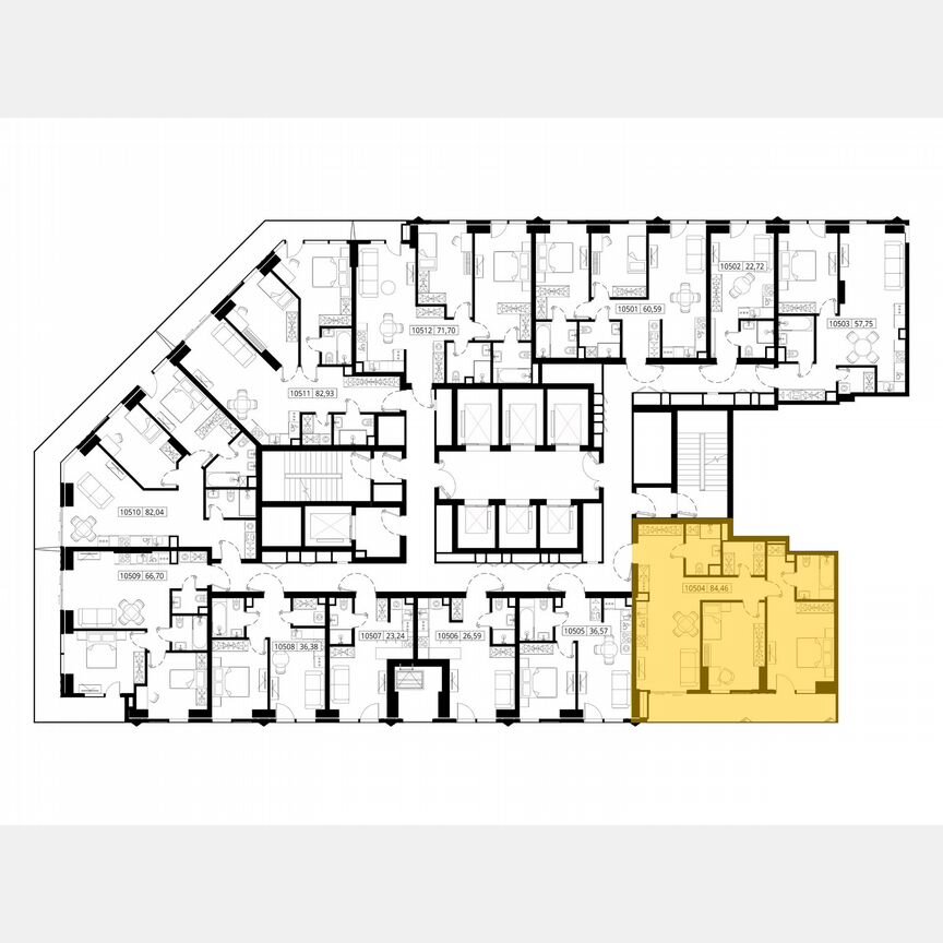 2-к. квартира, 85,6 м², 7/55 эт.