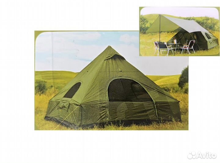 Палатка шатер 5 местная с навесом