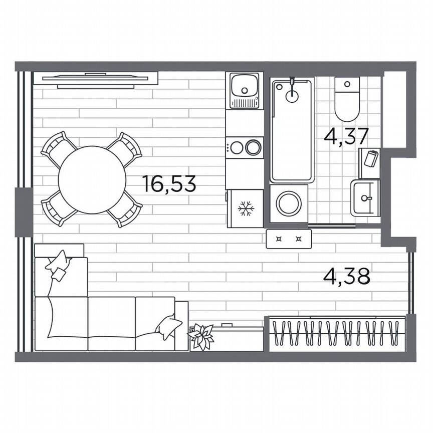 Квартира-студия, 25,3 м², 1/5 эт.