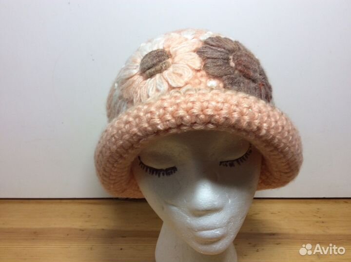 Персиковая шляпка с люрексом, 55-58, арт 213