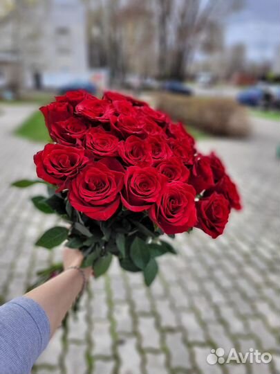 Красные розы 100 см