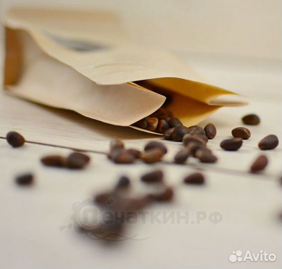 Квадропак, пакет восьмишовный крафт с окном