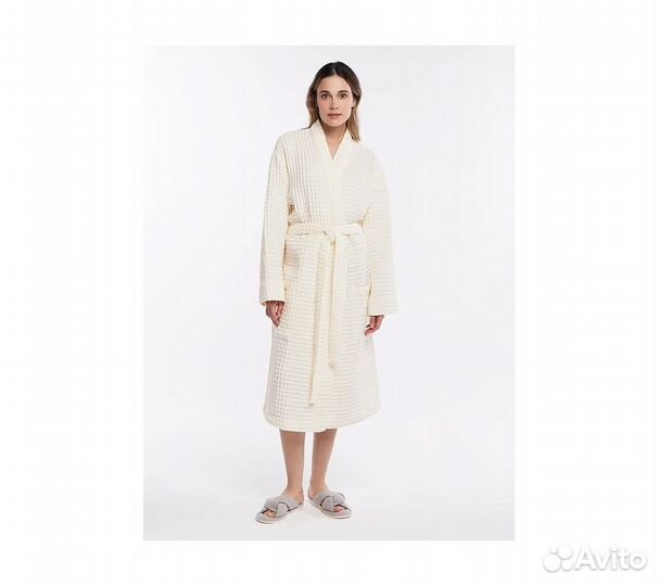 Халат вафельный женский Home One молочный 52-54