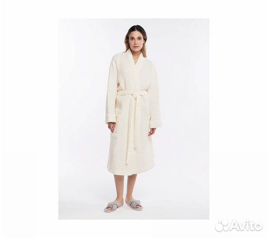 Халат вафельный женский Home One молочный 52-54