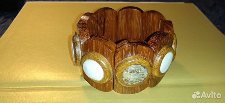 Браслет дерево перламутр