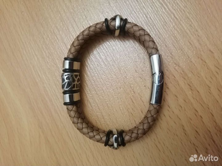 Двухслойный кожаный браслет унисекс