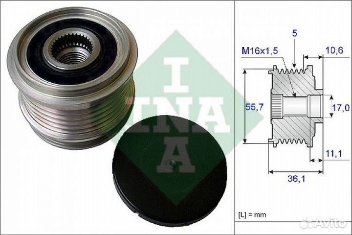 Шкив генератора, обгонная муфта INA 535016110