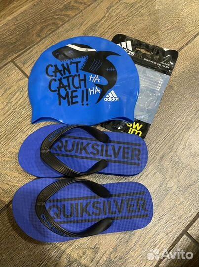 Шапочка для плавания adidas и шлепанцы