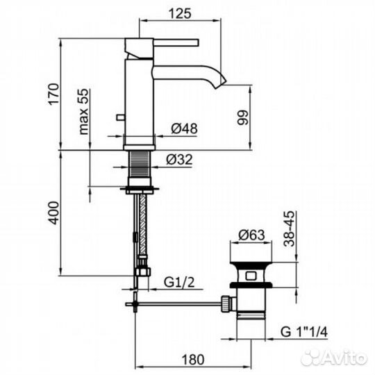 Смеситель для раковины Webert Elio EL830102015