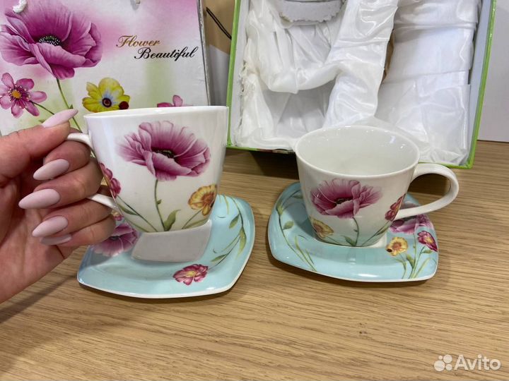 Чайный сервиз фарфоровый на 2 персоны