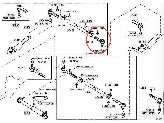 Наконечник рулевой тяги левый верхний Land Cruiser