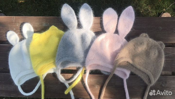 Детская вязаная шапка с ушками