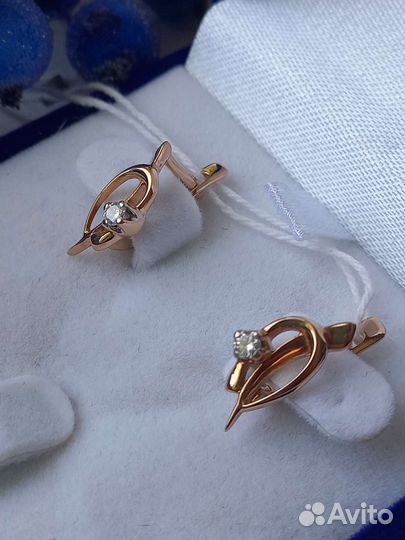 Золотые серьги с бриллиантами 585пр
