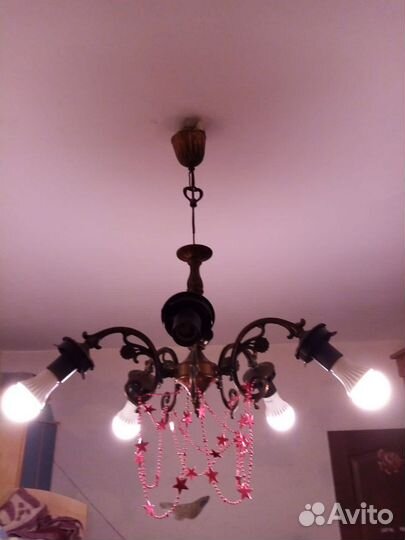 Винтажная бронзовая люстра СССР