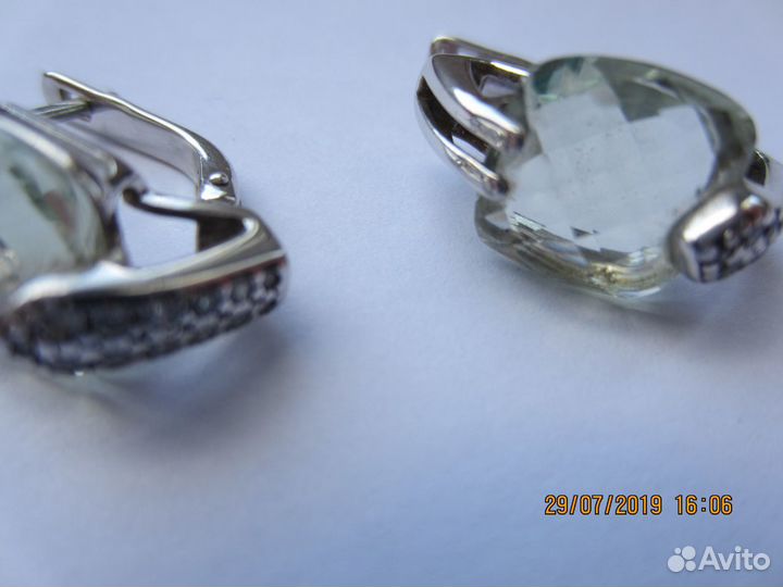 Серьги серебряные с кварцем